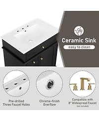 Slickblue Bathroom Vanity with Sink Soft Closing Door Tip-Out Drawer and Three Drawers
