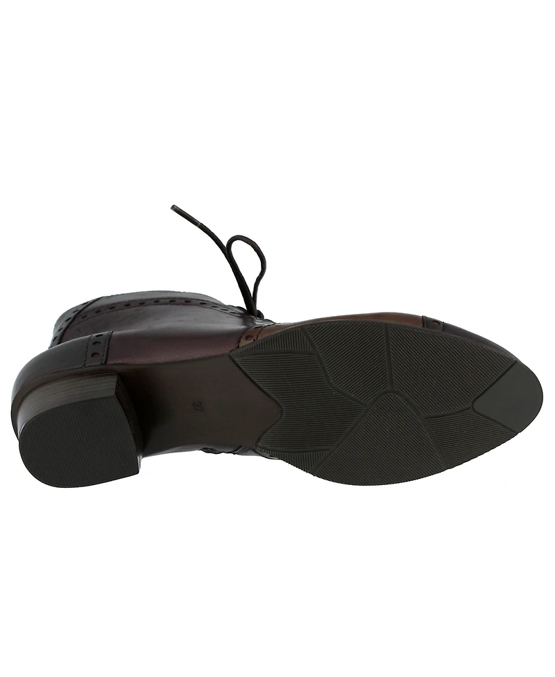 Azura Spring Step Heroic Colorblock Leather Bootie with Brogue Detailing and Inside Zipper