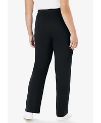 Woman Within Women's Plus Tall Sport Knit Straight Leg Pant