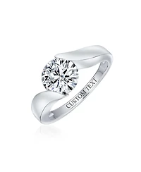 Bling Jewelry Modern 3CT Round Cz Tension Set Solitaire Promise Ring with Plain Band in Sterling Silver