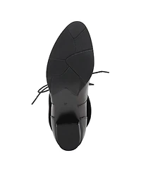 Spring Step Galil Polished Leather Lace-Up Bootie with Fold-Over Cuff and Stacked Heel