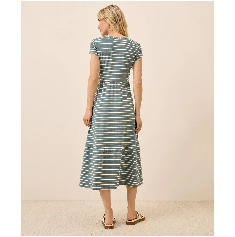 Pact Women's Organic Cotton Relaxed Slub Henley Market Dress