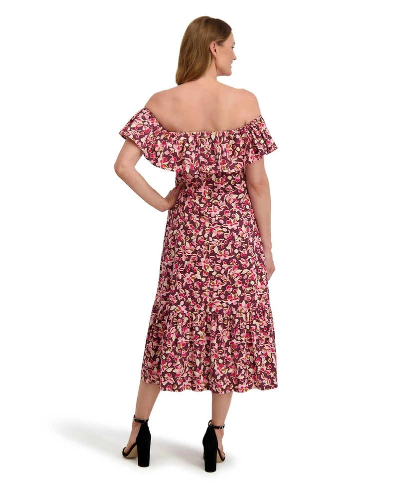 Laundry By Shelli Segal Women's Emily Off Shoulder Ruffle Dress