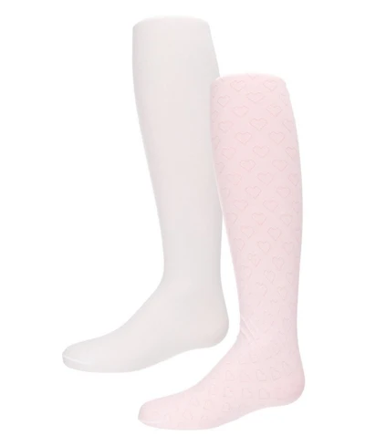 Memoi Girls' 2 Pair Pack Nylon Heart Tights
