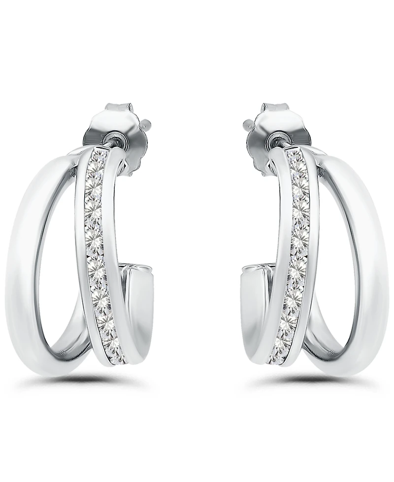 Giani Bernini Cubic Zirconia Combo Half Hoop Earrings (1-7/8 ct. t.w.) 18K Gold Over Sterling Silver, Macy's Exclusive