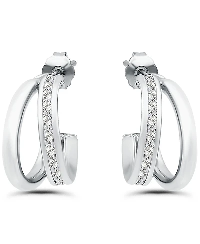 Giani Bernini Cubic Zirconia Combo Half Hoop Earrings (1-7/8 ct. t.w.) 18K Gold Over Sterling Silver, Macy's Exclusive