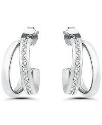 Giani Bernini Cubic Zirconia Combo Half Hoop Earrings (1-7/8 ct. t.w.) 18K Gold Over Sterling Silver, Macy's Exclusive