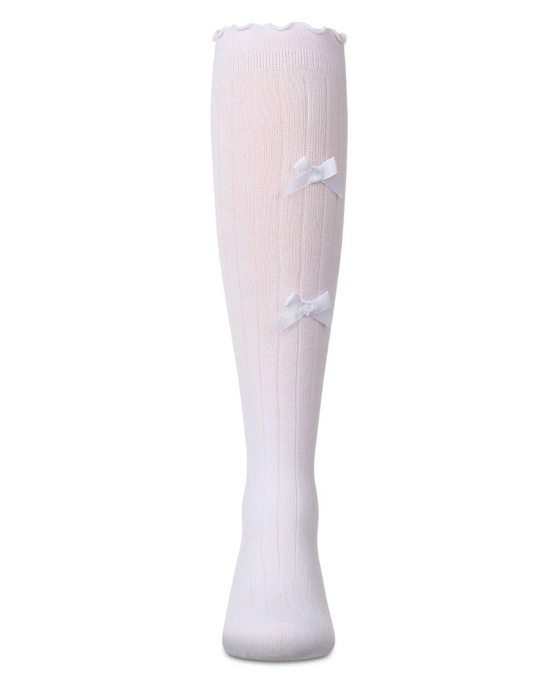 Memoi Little Girls All Over Bow Knee High Socks