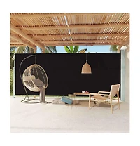 vidaXL Side Awning Black Polyester with Pu coating, powder-coated steel