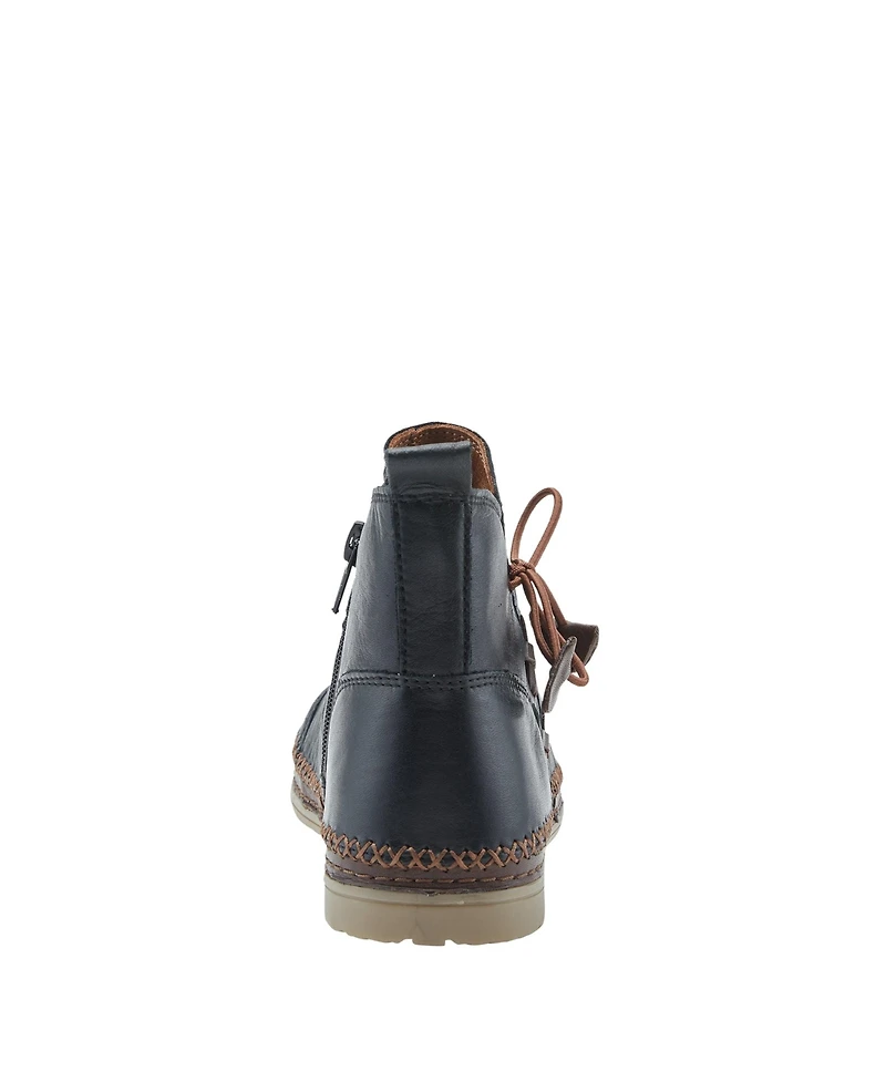 Spring Step Pomeroy Leather Booties with Basketweave Toe and Lightweight Flexible Sole