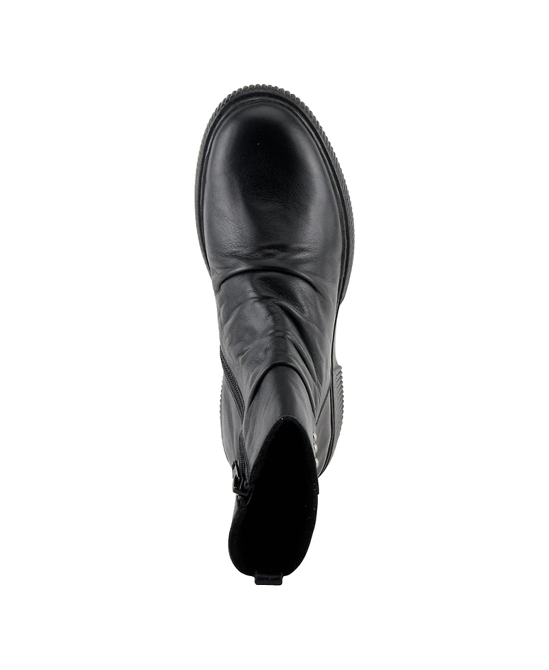 Azura Spring Step Nayana Leather Bootie with Ruching Detail, Removable Insole, and Lugged Sole