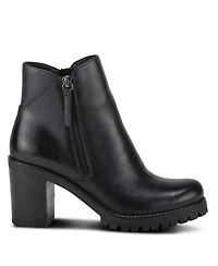 Azura Spring Step Dealey Leather Booties with Double Zippers and Lug Platform Sole