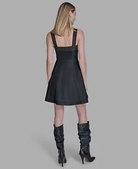 Bcbg Women's Square Neck Denim Dress