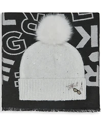 Karl Lagerfeld Paris Women's 2-Piece Karl Jumble Muffler And Sequin Knit Beanie Gift Set