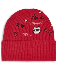 Karl Lagerfeld Paris Women's Embroidered Beanie