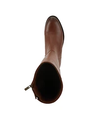 Azura Spring Step Hightail Knee-High Leather Boot with Calf Elastic Gore and Low Stacked Heel