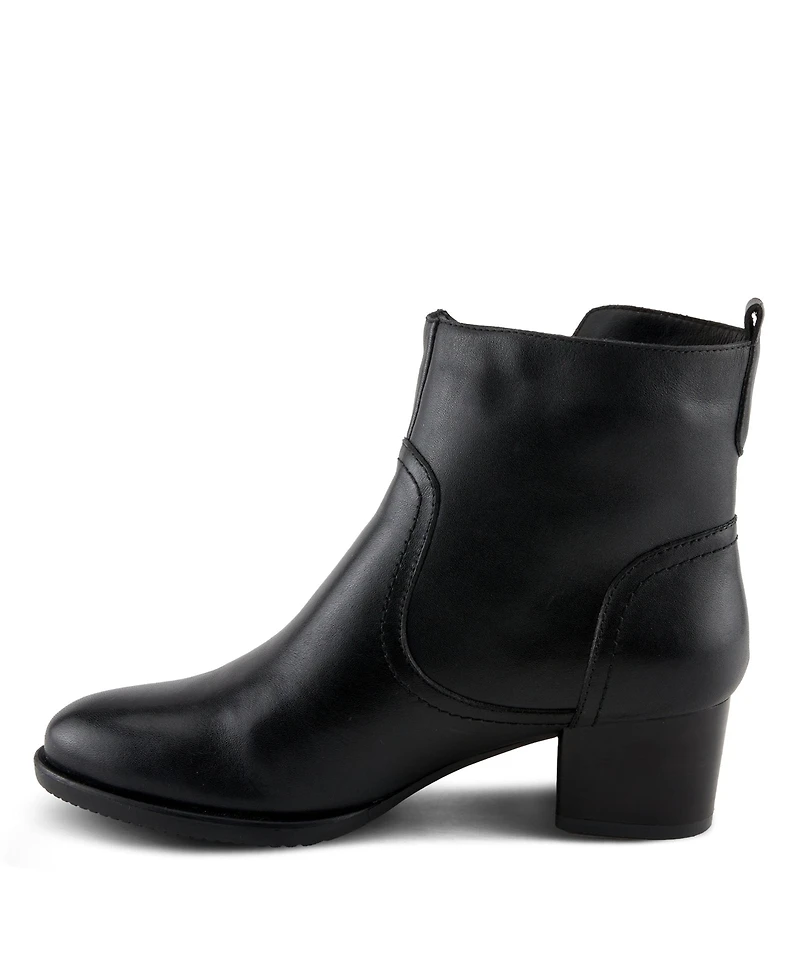 Azura Spring Step Nazca Leather Ankle Bootie with Gold Snap Button and Functional Zipper