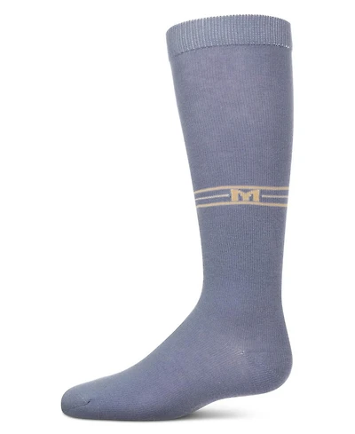 Memoi Girls Stretch Cotton Multi Stripe "M Graphic" Knee Sock