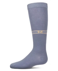 Memoi Girls Stretch Cotton Multi Stripe "M Graphic" Knee Sock