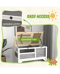 PawHut Tortoise Habitat Enclosure for Indoor W/ Shelf, Tray, Light