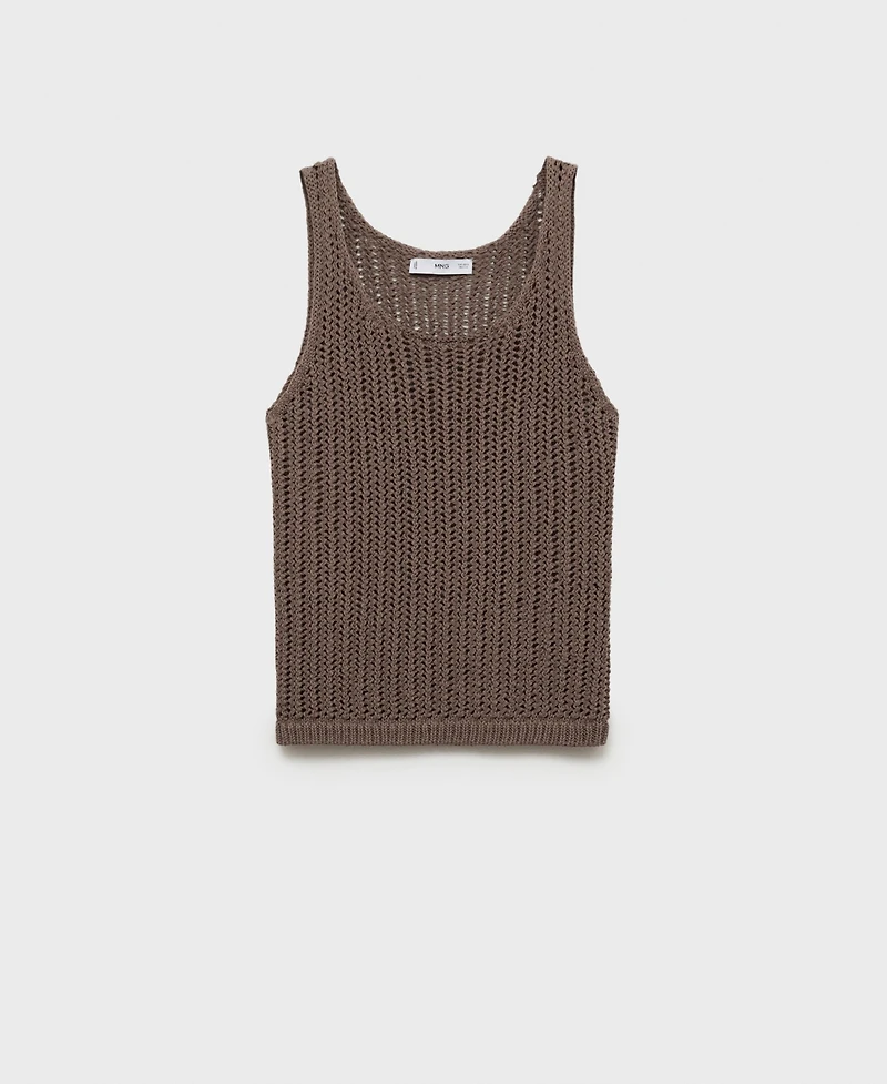 Mango Women's Straps Crochet Top