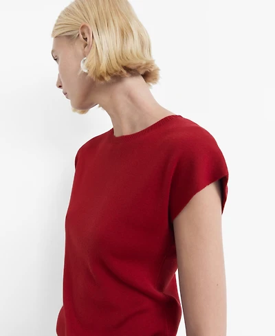 Mango Women's Short-Sleeved Fine-Knit Sweater