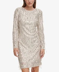 Eliza J Petite Jewel Neck Sequin Cocktail Dress