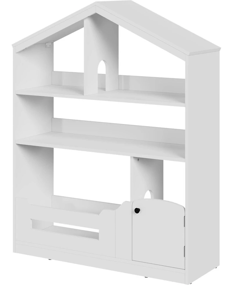 Kids Bookshelf and Toy Storage, Wooden Kids Bookcase with Motion Sensor Light, Dollhouse Bookcase for Playroom Bedroom Nursery Classroom