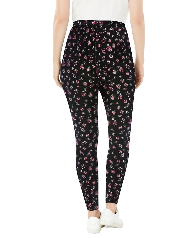 Woman Within Plus Size Within Stretch-Cotton Knit Pull-On Printed Leggings