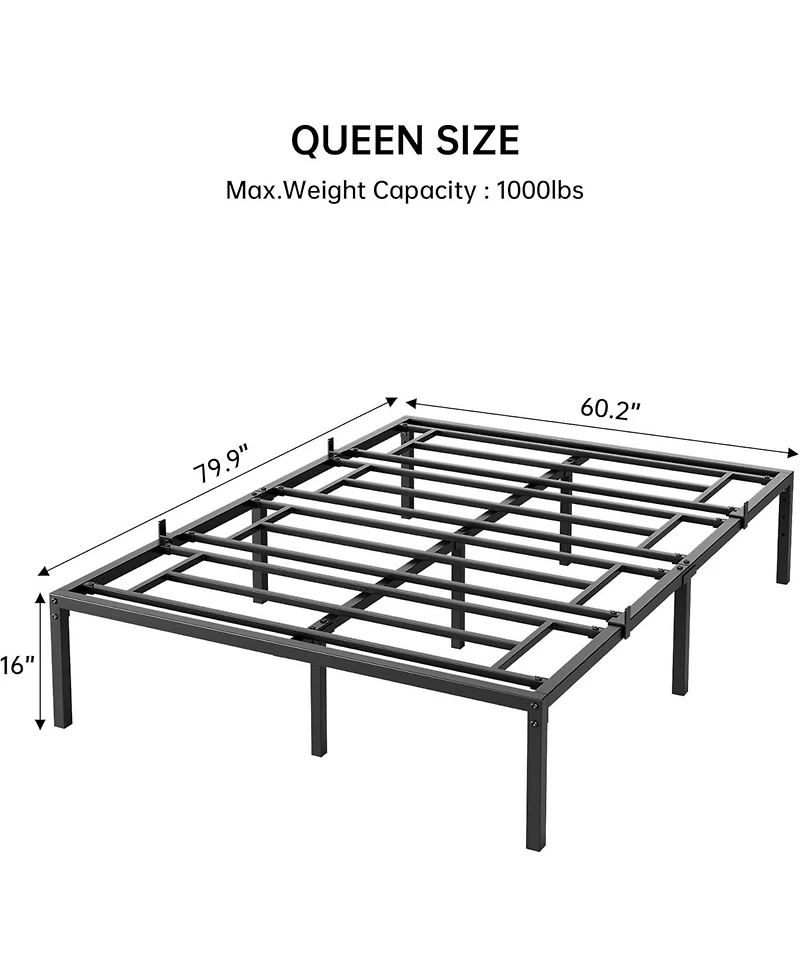 Inch Bed Frame No Box Spring Needed, Heavy Duty Metal Platform Bed Frame Size for Bedroom Easy Assembly, Noise Free, Black