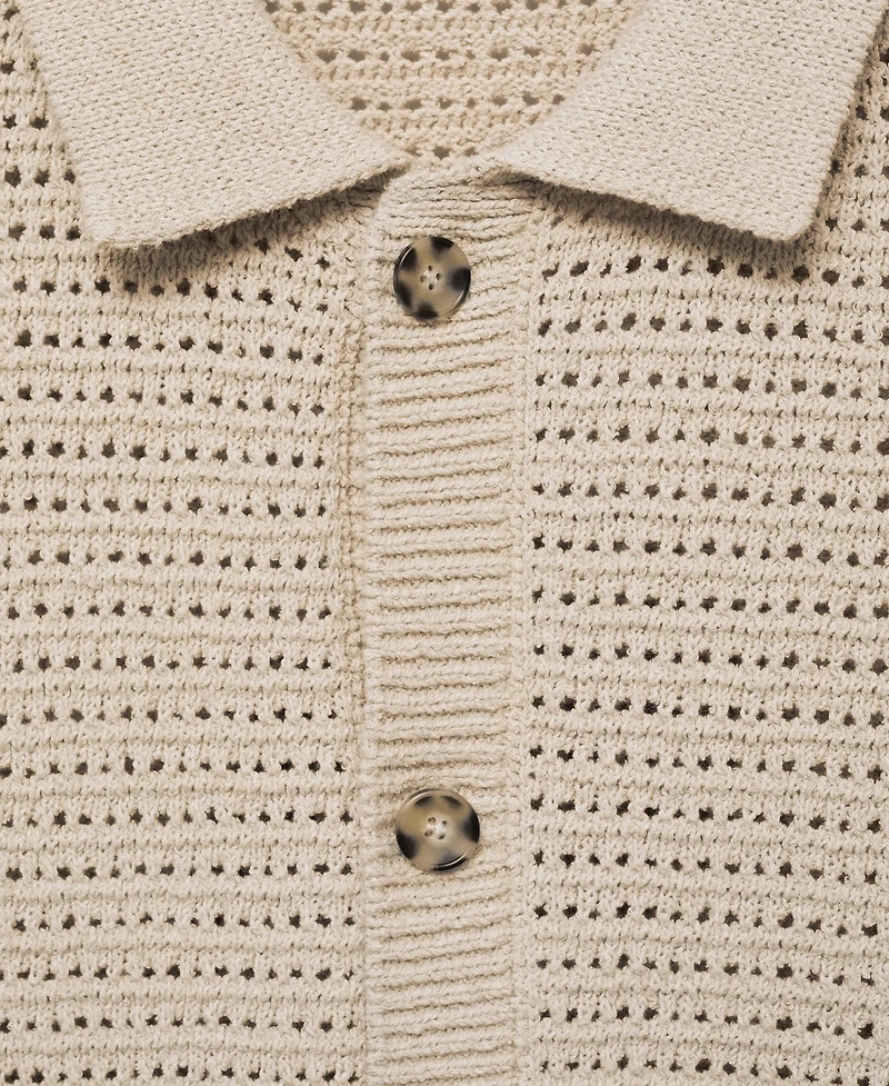Mango Men's Openwork Knitted Shirt