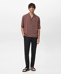 Mango Men's Printed Fluid Regular-Fit Shirt