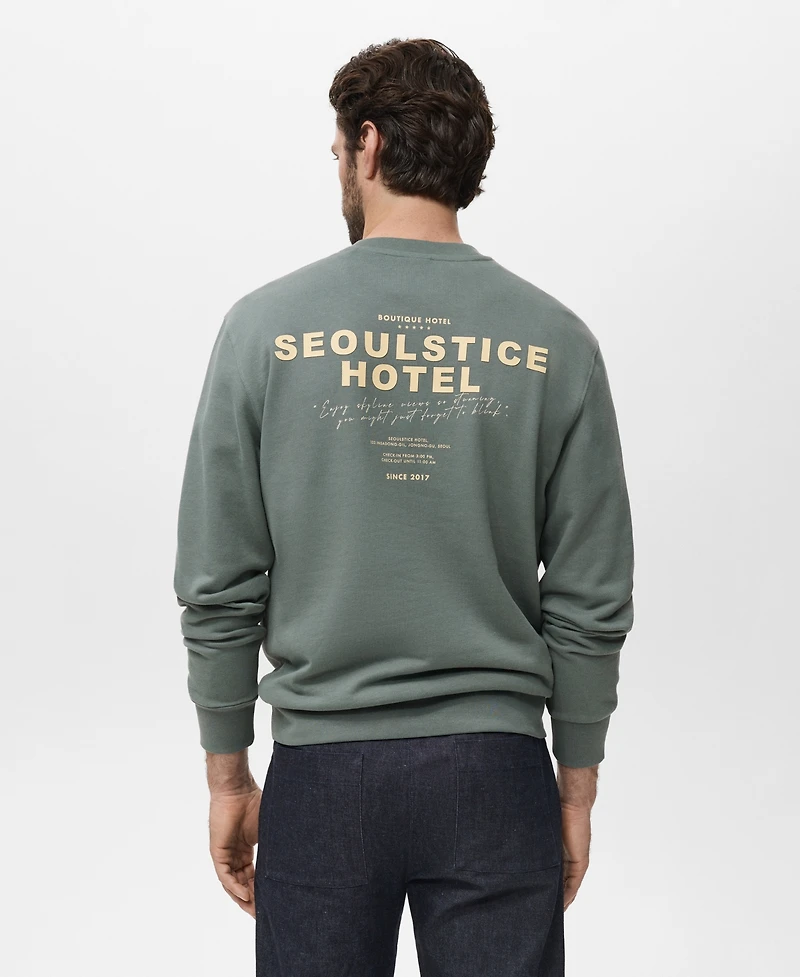 Mango Men's Printed Cotton Sweatshirt