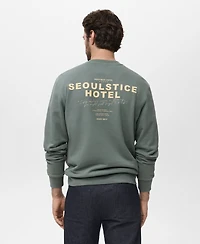 Mango Men's Printed Cotton Sweatshirt