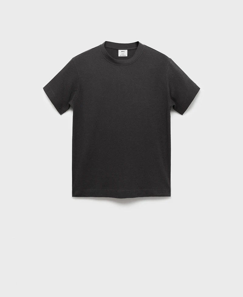 Mango Men's Textured Cotton T-Shirt
