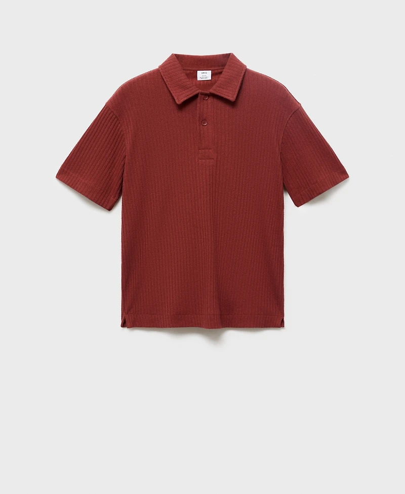 Mango Men's Textured Knitted Polo Shirt