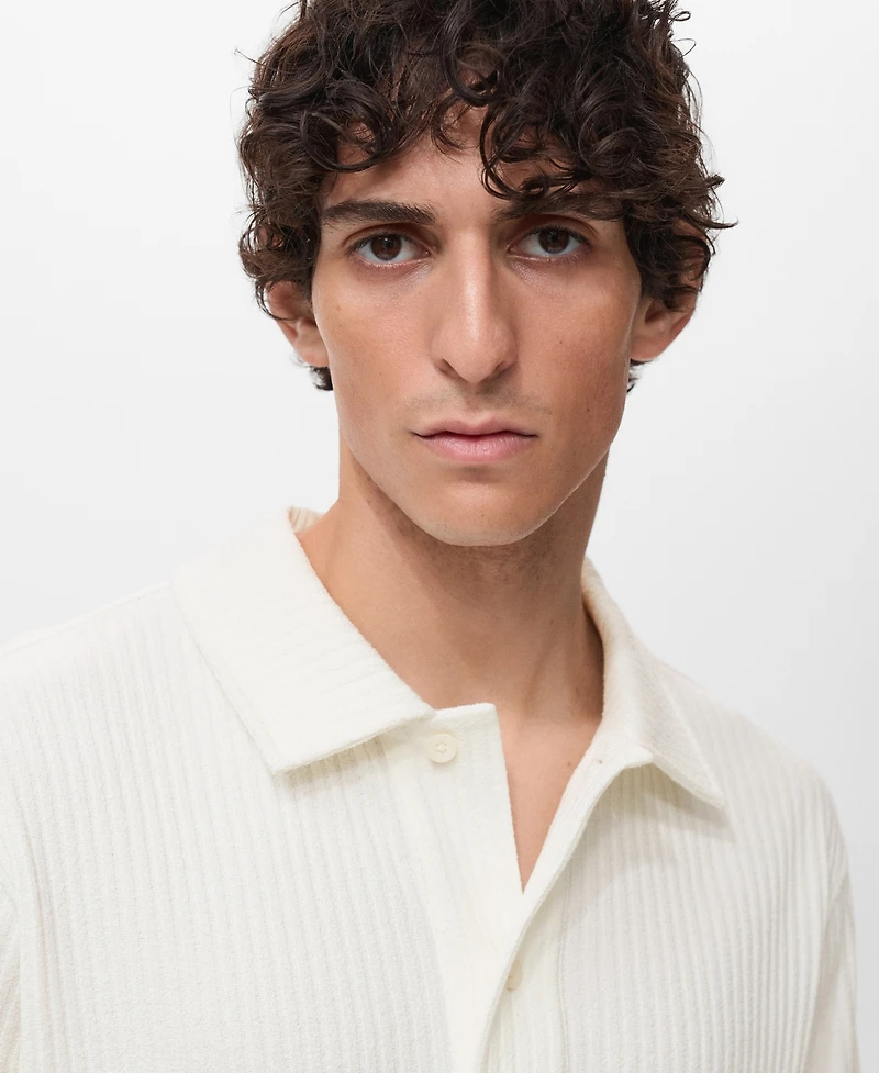 Mango Men's Textured Knitted Polo Shirt