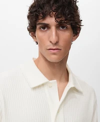 Mango Men's Textured Knitted Polo Shirt