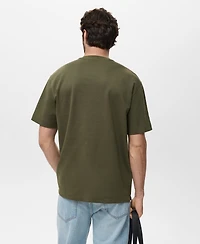 Mango Men's Relaxed-Fit Sweatshirt Fabric T-Shirt