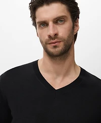 Mango Men's Merino Wool V-Neck Sweater