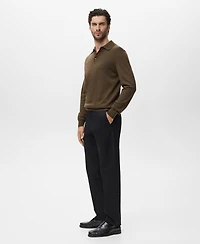 Mango Men's Wool Knitted Polo Sweater
