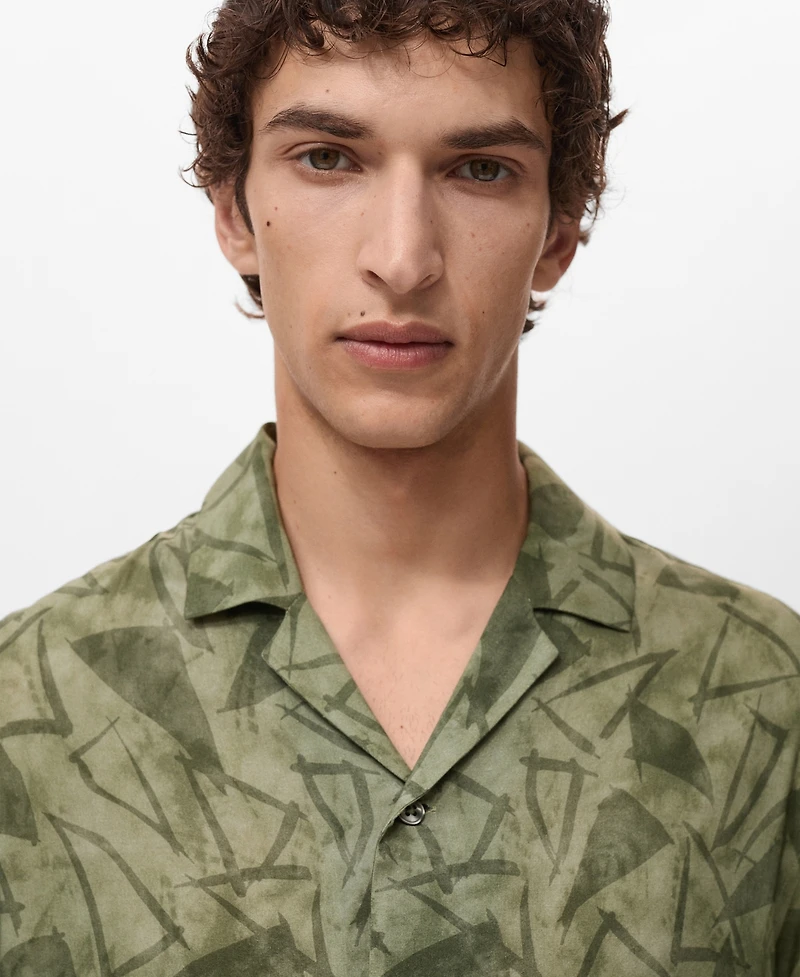 Mango Men's Printed Bowling Shirt
