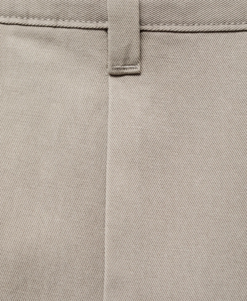 Mango Men's Cotton-Blend Straight-Leg Pleated Pants