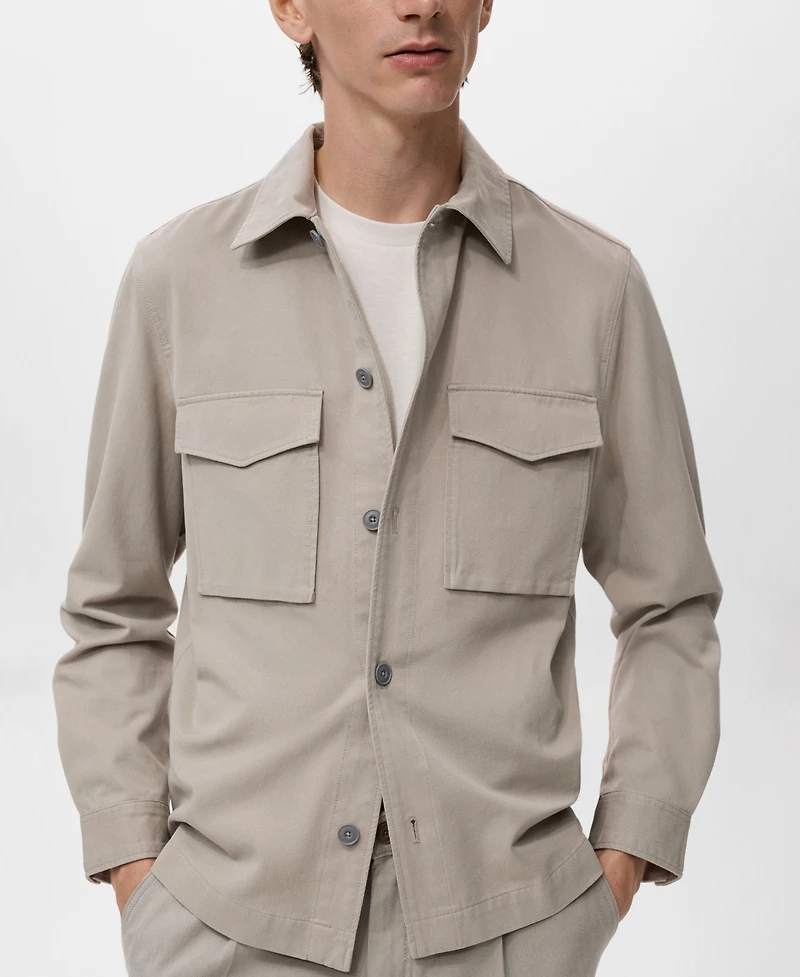 Mango Men's Pockets Lyocell Cotton Jacket