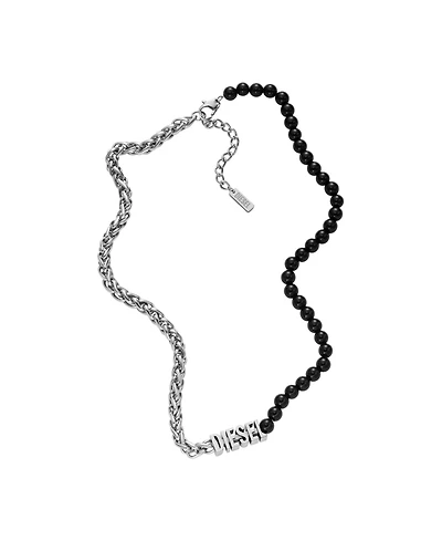 Diesel Unisex Diesel Black Agate Beaded Chain Necklace
