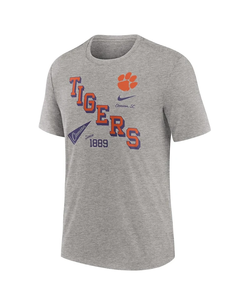 Nike Men's Heather Gray Clemson Tigers Blitz Roll Call Tri-Blend T-Shirt