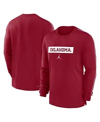 Jordan Men's Crimson Oklahoma Sooners 2024 Sideline Player Tri-Blend Performance Long Sleeve T-Shirt