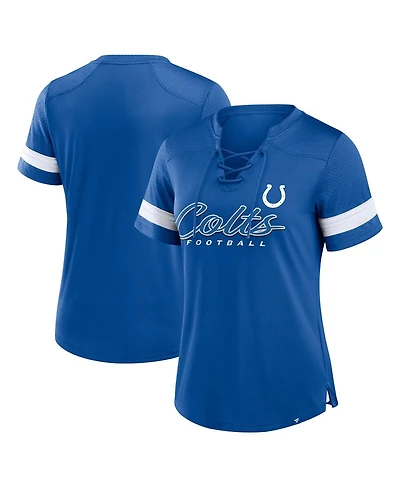 Fanatics Women's Royal Indianapolis Colts Play Script Lace-Up T-Shirt