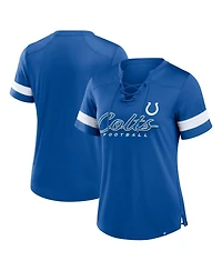 Fanatics Women's Royal Indianapolis Colts Play Script Lace-Up T-Shirt