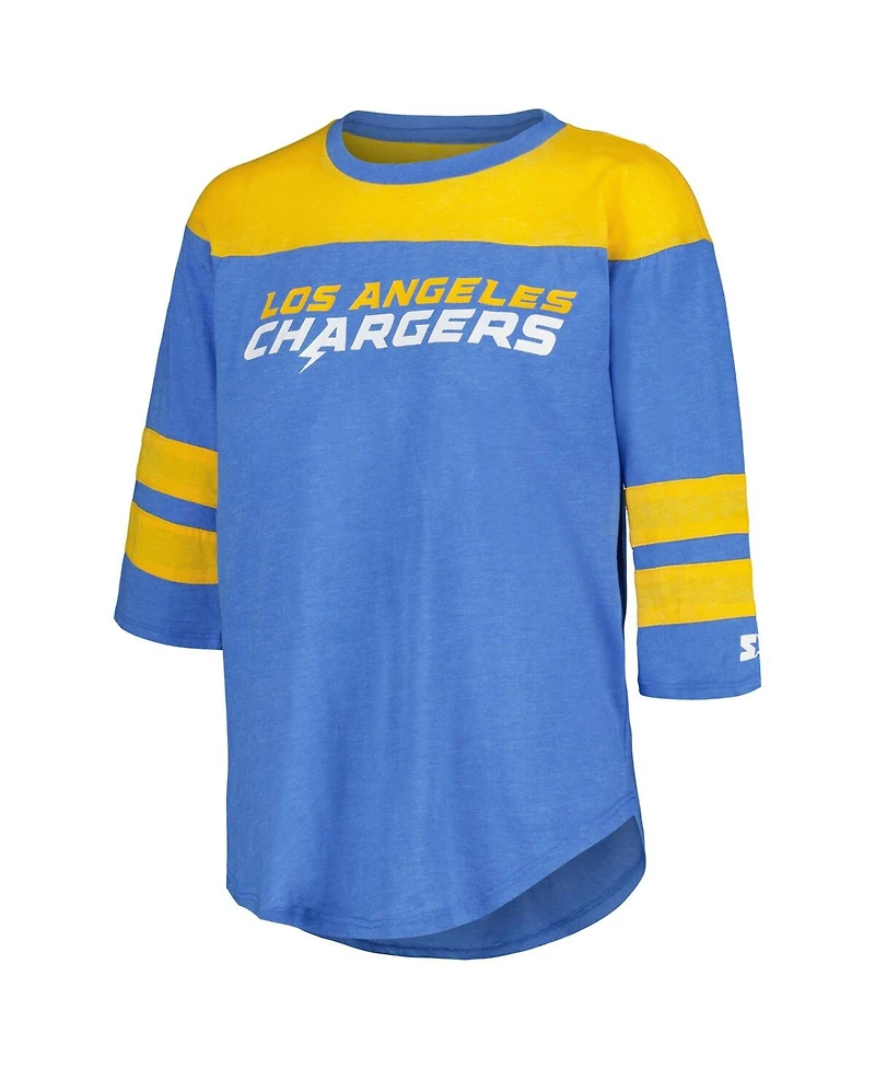 Starter Women's Powder Blue Los Angeles Chargers Fullback Tri-Blend 3/4-Sleeve T-Shirt